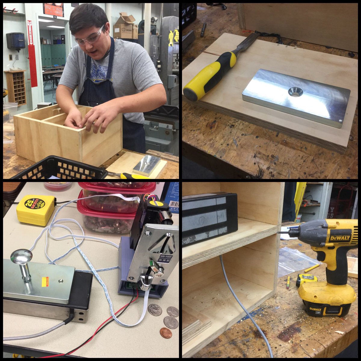 baswatteam's tweet photo. Building the case to house our coin prop/mag lock combination #escaperoom #baswatteam #edutech4teachers @EdCorps https://t.co/XvUARA0q89