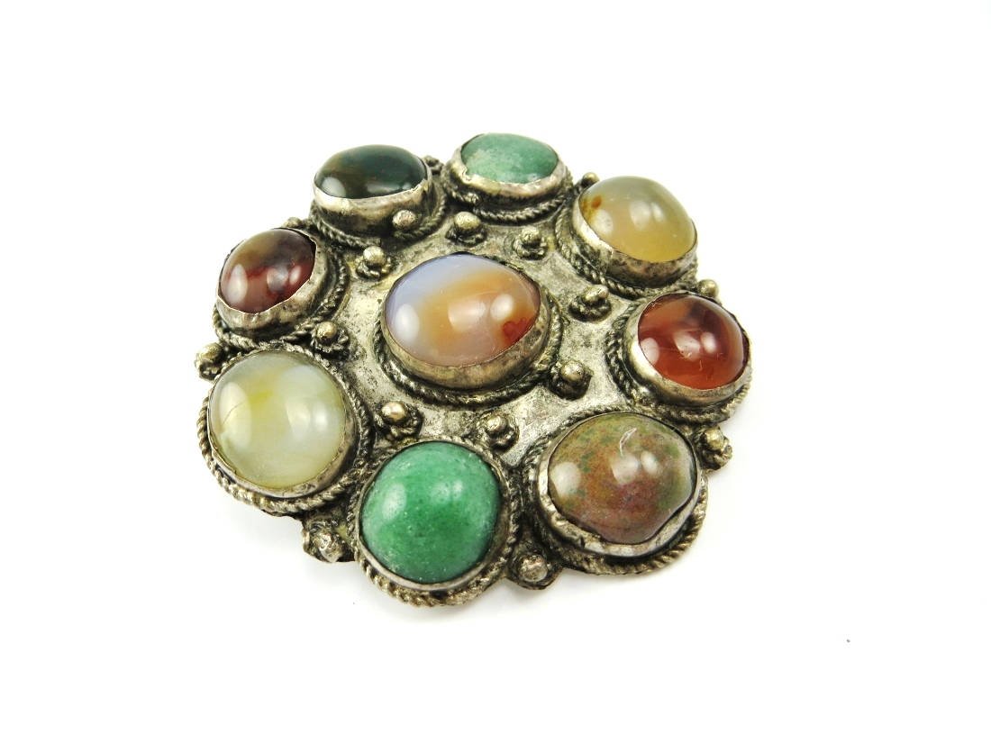 Agate Brooch Silver Semi Precious Stones Chunky Statement Jewelry Bohe… tuppu.net/f789770 #Unique #AgateBrooch