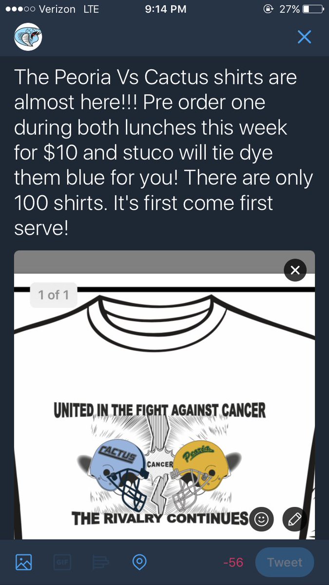 StuCoCactus's tweet photo. The game this week is a Tie Dye blue out! #PeoriaWeek https://t.co/1D3rdFxoBz