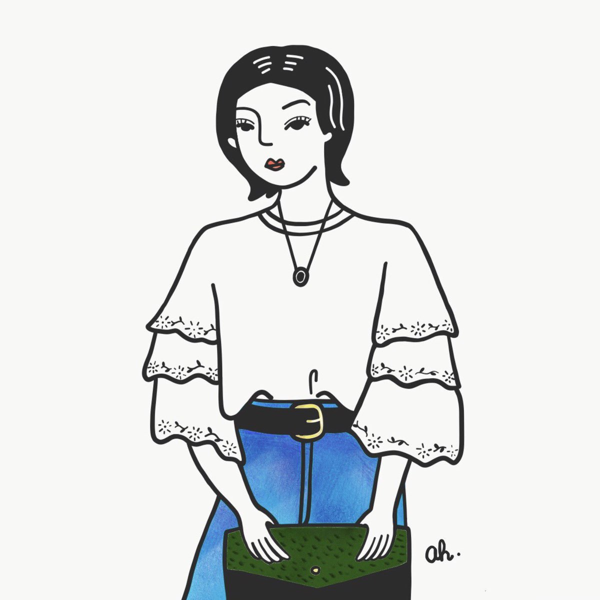 avalonhu's tweet photo. Maybe this is a new style for my drawing 🤔 #adobedraw #fashionillustration https://t.co/XY7lgZKqPy