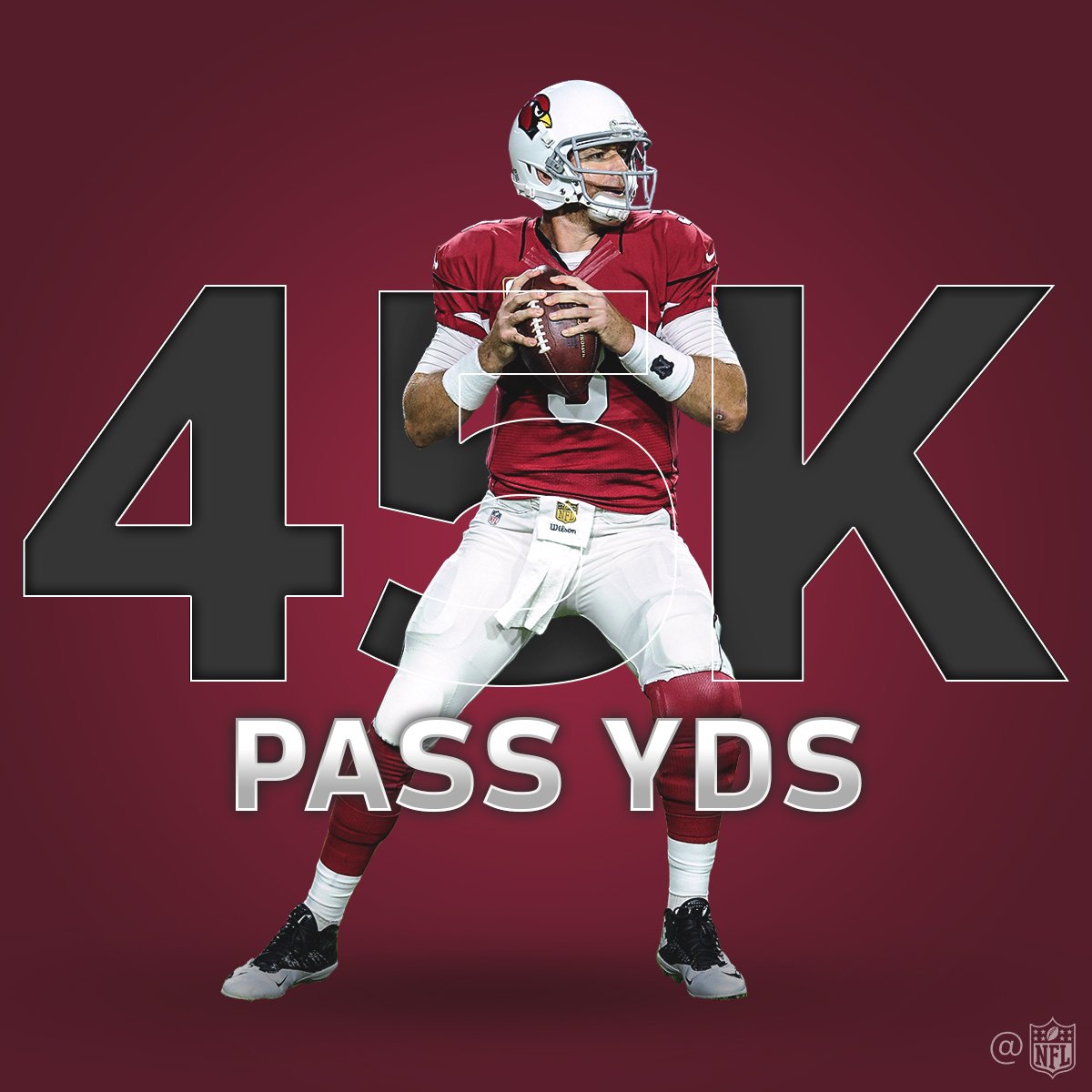 NFL's tweet photo. Carson Palmer becomes the 13th QB in @NFLhistory to reach 45,000 career passing yards! #BeRedSeeRed https://t.co/s9oc5Cht9Y