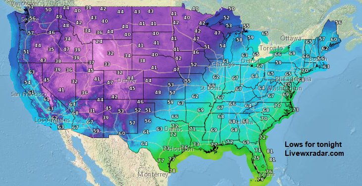 livewxradar's tweet photo. Low temps for tonight. See what your will have at https://t.co/HNLPnbqhEd
#wx #weather  #storm #lows #warm #cold https://t.co/t9ncDxSwGg