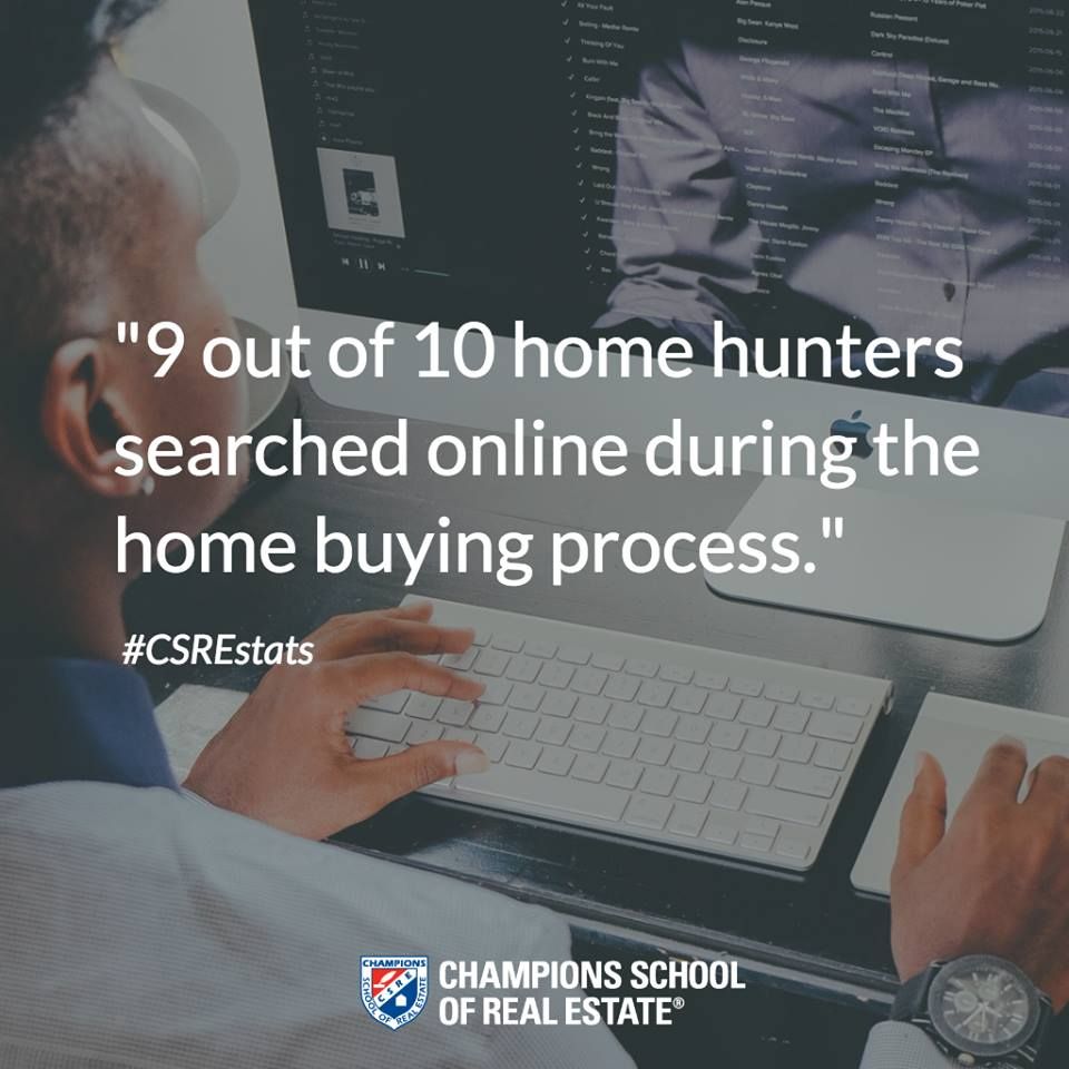 ChampionsSchool's tweet photo. Did you know that "9 out of 10 home hunters searched online during the home buying process?"
How is your online presence? #CSREstats https://t.co/hoeeGxnV29