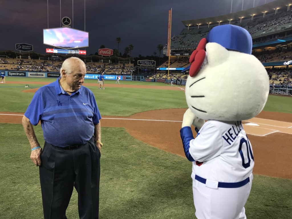 Los Angeles Dodgers on X: .@TommyLasorda teaching Hello Kitty how