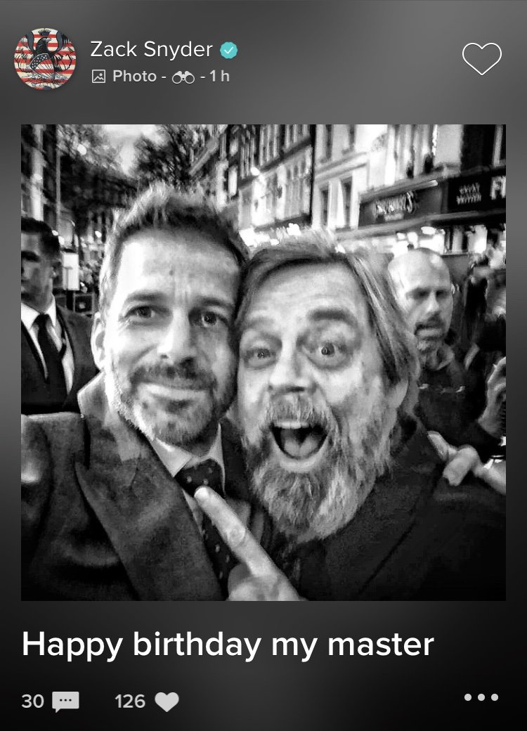 Zack Snyder wishes Mark Hamill a happy birthday! 