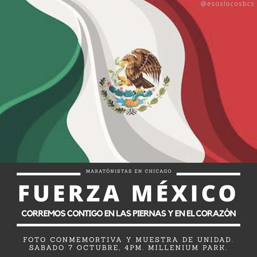 esoslocosbcs's tweet photo. Maratonistas en CHICAGO! #FuerzaMexico #MilleniumPark Sáb 7 Oct, 4pm. RT @apunte1916 @sopitas @Dportologia @Geo_Gonzalez @AraizCorre https://t.co/K6FwsgZrYx