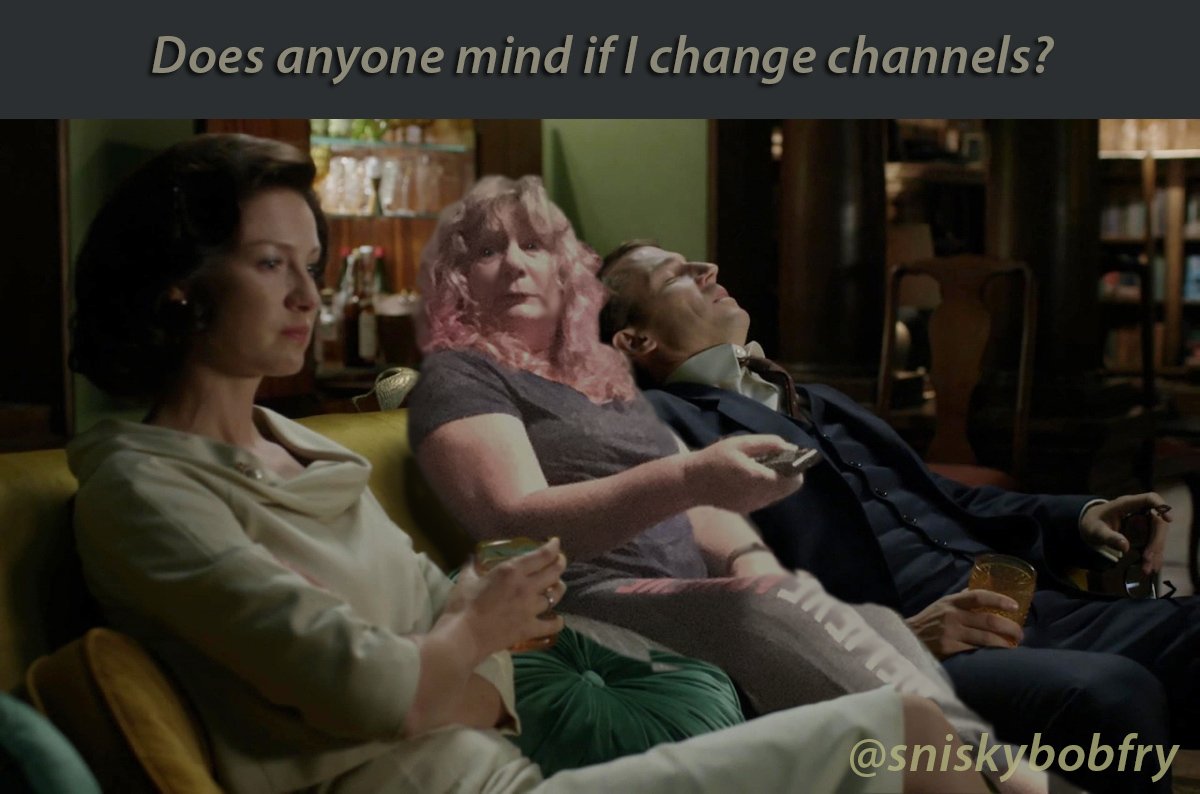 sniskybobfry's tweet photo. . . . perhaps we should try 'The Days of Our Lives' - I've heard that's pretty gripping. #OutlanderS3 #OutrageousOutlander https://t.co/xqwy9Sgtrn