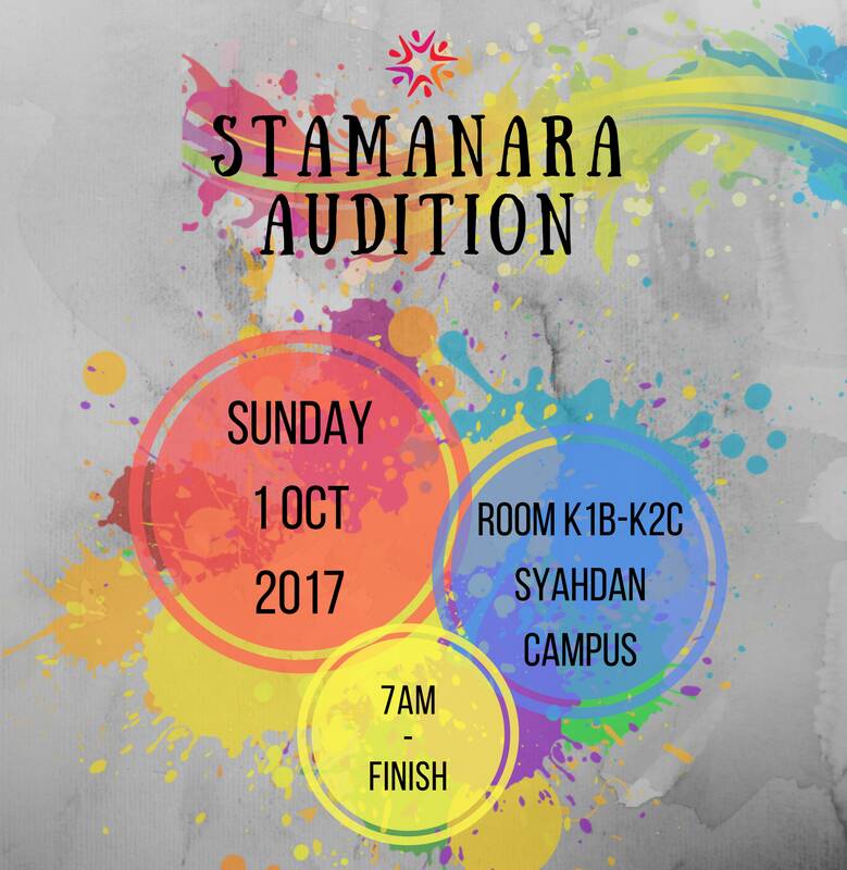 STAMANARA Audition for New Members (Binusian Only)
📆 October 1st 2017.
⏰ 7 a.m
🏠 K1B (Syahdan campus)

More info: IG DM us / Line: vnsaclw