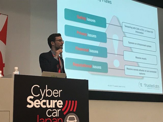 cybersecurecar's tweet photo. Brilliant talk from Frédéric de Portzamparc @trusted_labs on the technical &amp; organisational good practice needed to protect smart cars https://t.co/U7klq6beed