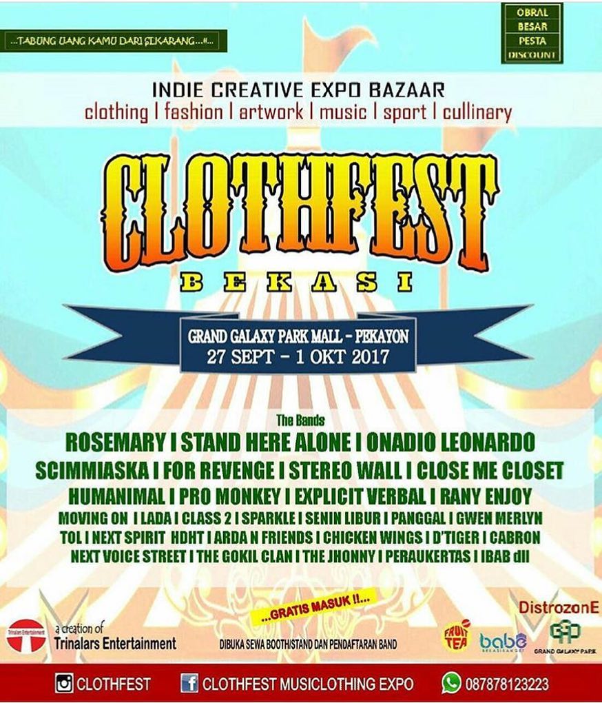CLOSEME (@closemecloset) on Twitter photo Just Announced:
Bekasi, Indonesia - Sept 30 at Grand Galaxy Mall, Pekayon.
More info: <a href="/trinalarscloth/">Clothfest Expobazaar</a> Just Announced:
Bekasi, Indonesia - Sept 30 at Grand Galaxy Mall, Pekayon.
More info: <a href="/trinalarscloth/">Clothfest Expobazaar</a>