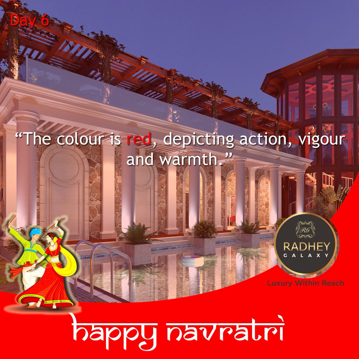 fromRadheyGroup's tweet photo. On day 6th , Post your selfie with #red, we will feature it. Happy Navratri 
#navratri #radheygalaxy. https://t.co/SdvaRo2KDD