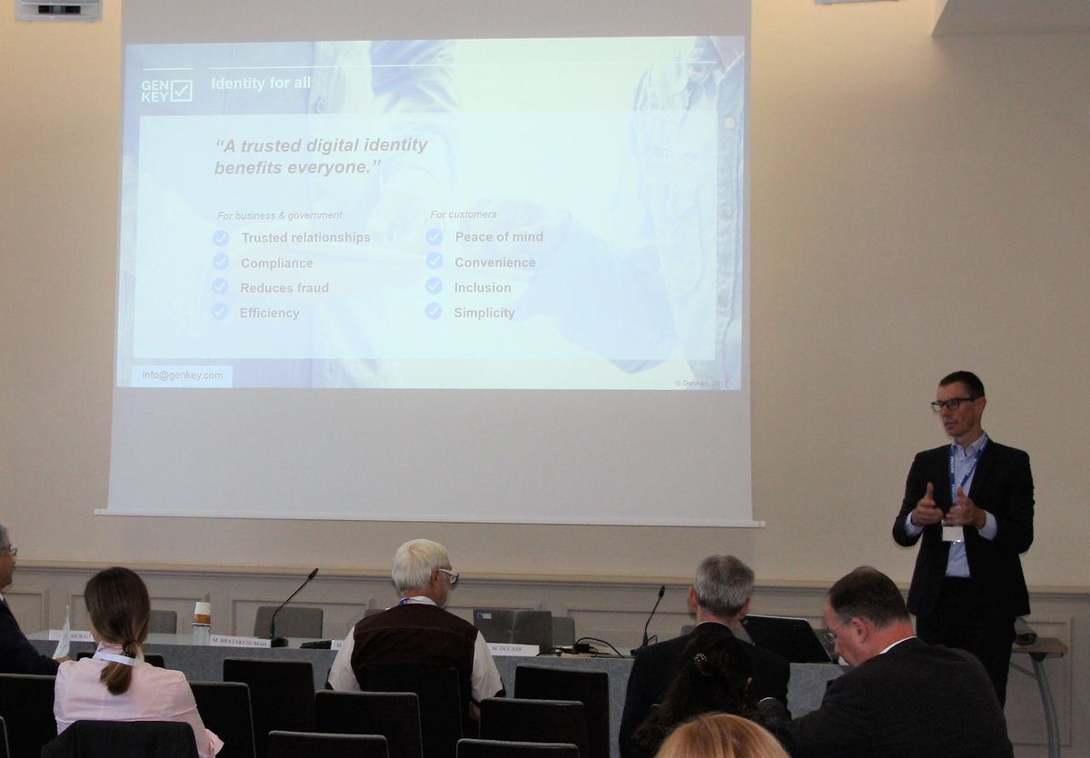 IDCyberSecurity's tweet image. Day 2 now keynote on future of #DigitalIdentity in developing countries by  @MvdVan CEO @GenKey2 genkey.com  #SmartSecurityWeek