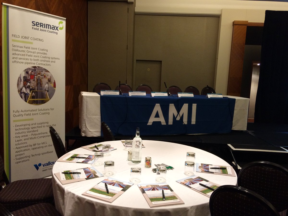 Vallourec's tweet photo. Today at 12.50 #London time, don't miss Andrew Stribley presenting "Developments in Automated Field Joint Coating" at #AMIConference. https://t.co/6IUToCs9hD