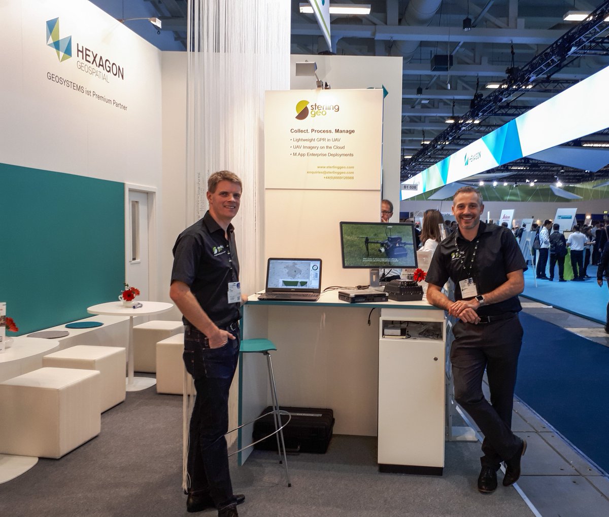 SterlingGeo's tweet photo. And we're off! Come and see us at stand B1.028 #INTERGEO #GPR #Apps #MAppEnterprise #UAVMassif #PoweredBySterlingGeo https://t.co/E5VUrARSl4