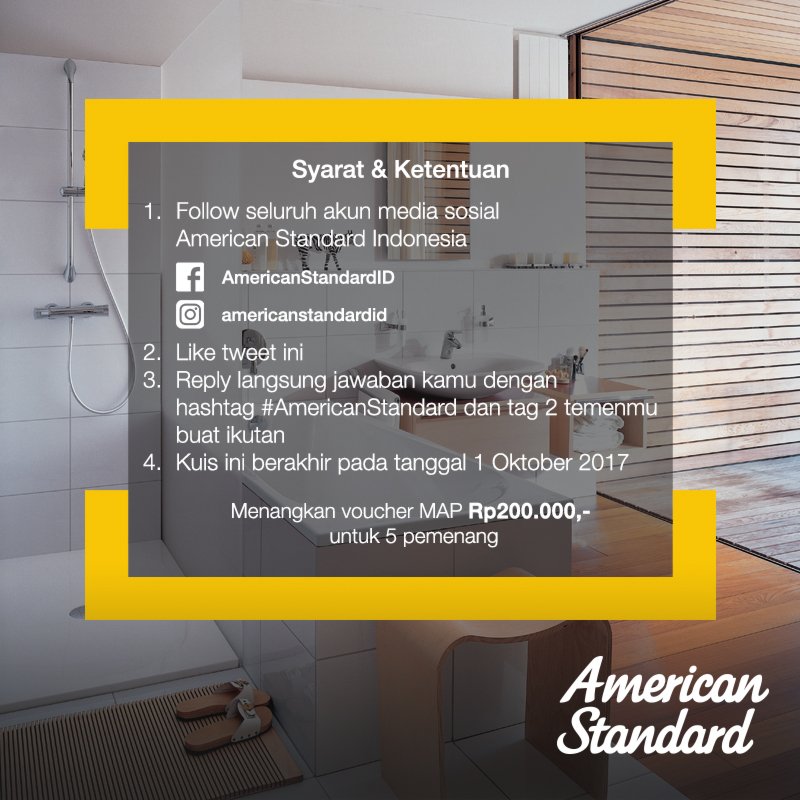 AMStandard_ID's tweet image. [GIVEAWAY] Like &amp;amp; reply langsung jawaban kamu dengan hashtag #AmericanStandard. Swipe kanan buat baca S&amp;amp;K lengkapnya. Good luck!