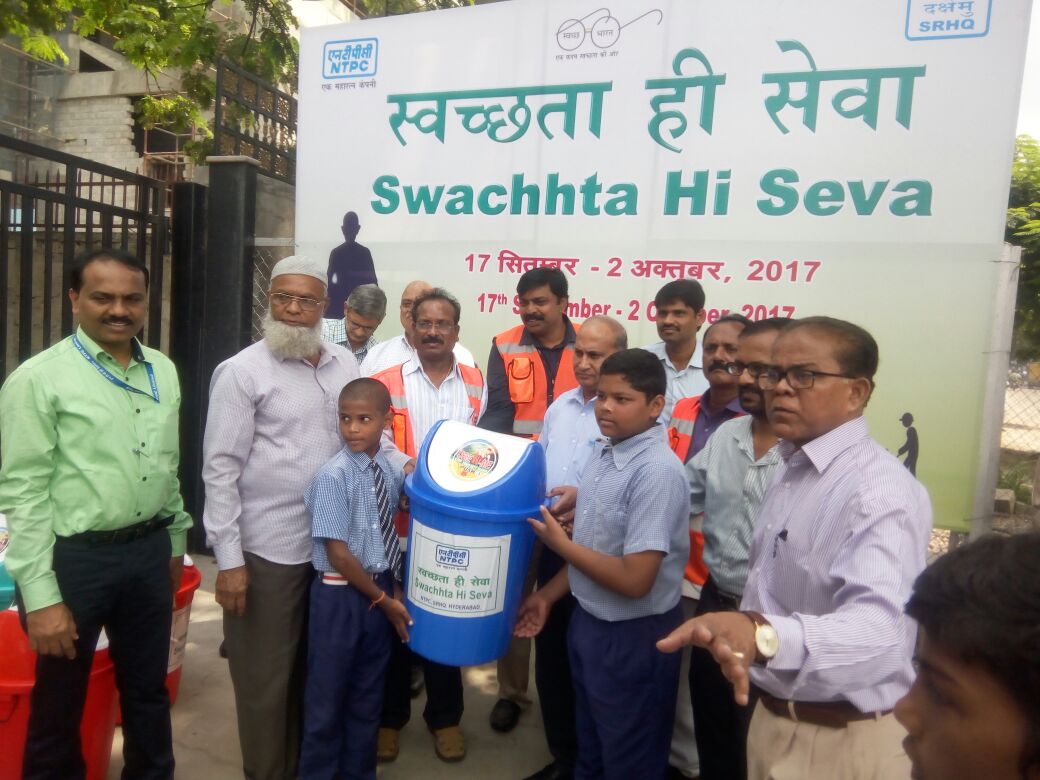DC_Musheerabad's tweet photo. Swachh namaskaram sir, distribution of twin bins to govt. Schools under CSR by NTPC south in cir-15, Musheerabad. https://t.co/zbvh4u5YGf