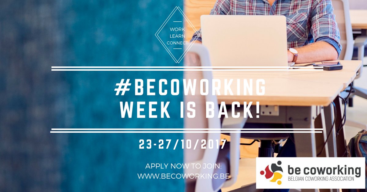 It is more than about time to register if you want to take part to the upcoming #becoworkingweek! becoworking.be/membership #coworking