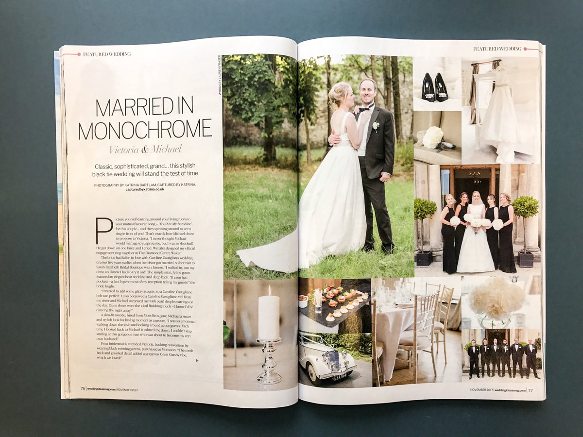 Issue 179 featured wedding // Victoria &amp; Michael married in monochrome <a href="/KatrinaBartlam/">Katrina Bartlam</a> <a href="/CCastigliano/">Caroline Castigliano</a> <a href="/MonsoonUK/">Monsoon</a> <a href="/MossBros/">Moss Bros.</a> <a href="/eastingtonpark/">@eastingtonpark</a>