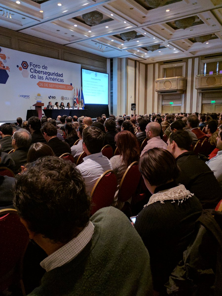 gpresman's tweet photo. Full house in the Cybersecurity forum of Americas in Montevideo, Uruguay @agesic @OEA_Cyber @FIRSTdotOrg https://t.co/d3AQVI9RHO