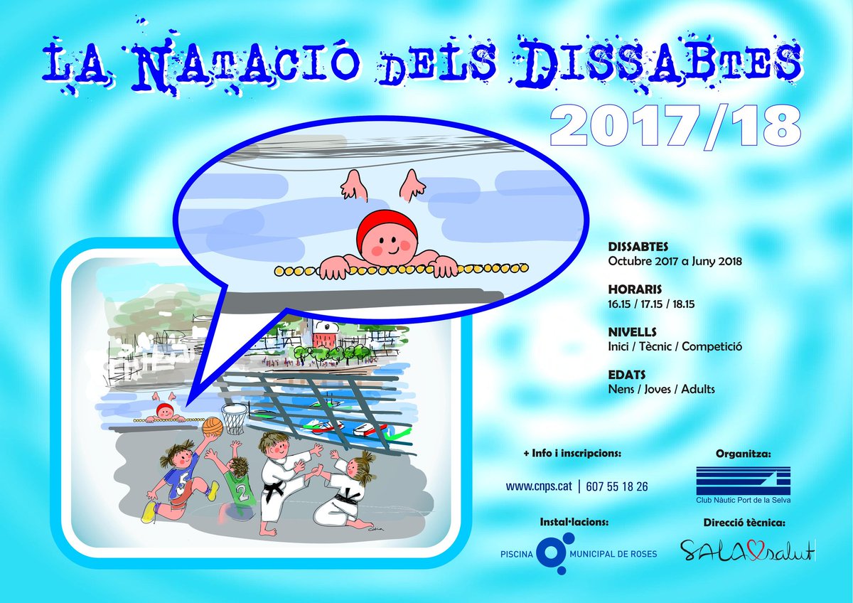 Inscriu-te als nostres cursos de natació dels dissabtes tarda #aRoses. 75€/trimestre. Més informació a cnps.cat o 607551826