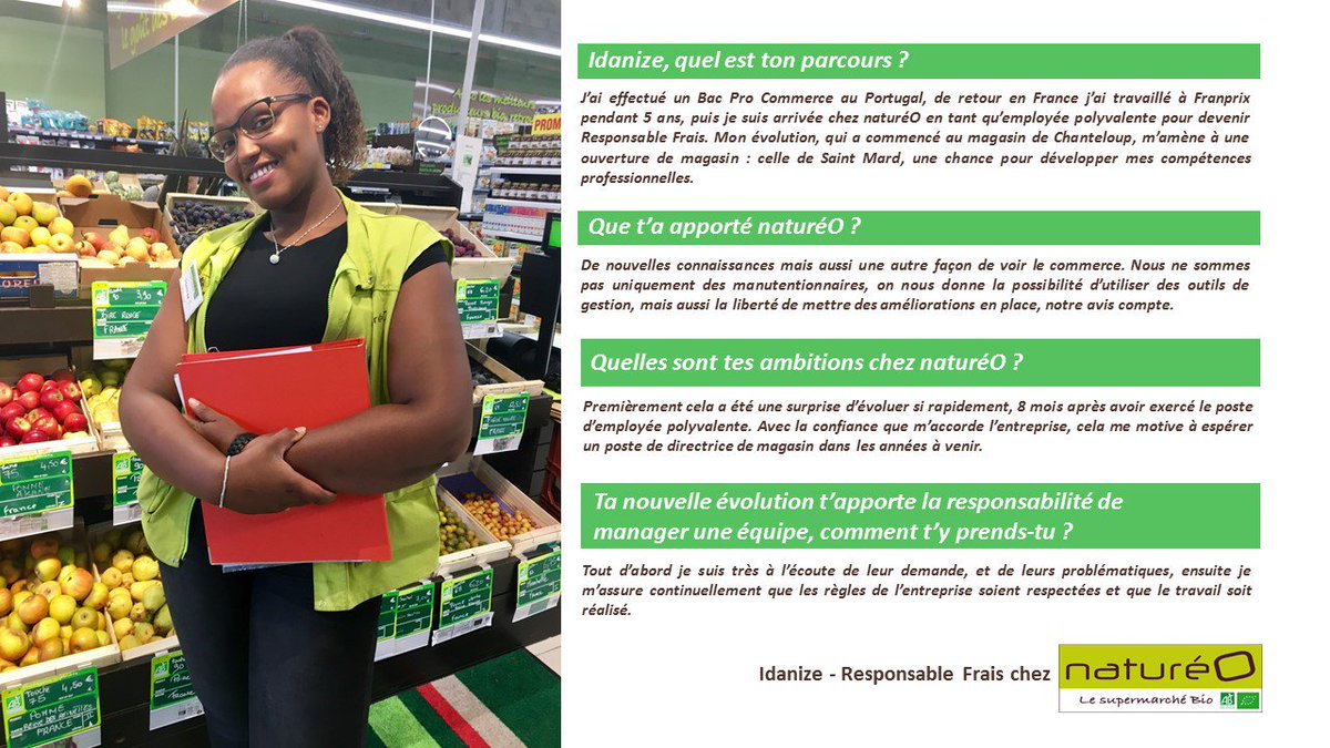 [CARRIERE] Rencontrez Idanize, Responsable Frais dans votre magasin #bio de Saint Mard. Vous aussi rejoignez-nous ! bit.ly/2jZiRP5