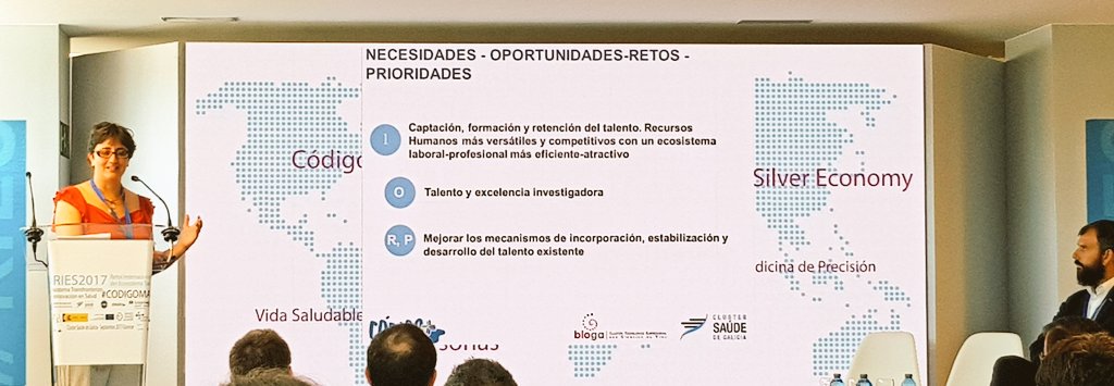 SearaMonica's tweet photo. La Cluster Manager Gisela comenta q retener el #talento es prioritario para el @ClusterSaude #RIES2017 #codigomais @Com_CHUO @LuxBioHealth https://t.co/gbvO7UUYkk