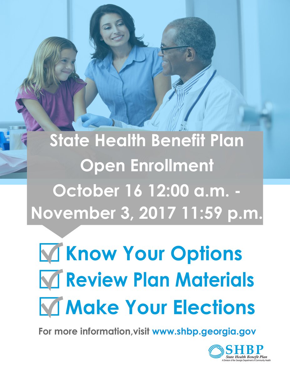 GADCH's tweet photo. Reminder! SHBP 2017 Open Enrollment for the 2018 Plan Year is Oct. 16-Nov 3. For more info, visit https://t.co/SLSXSBjLdt #SHBP https://t.co/yONZd5uRJH