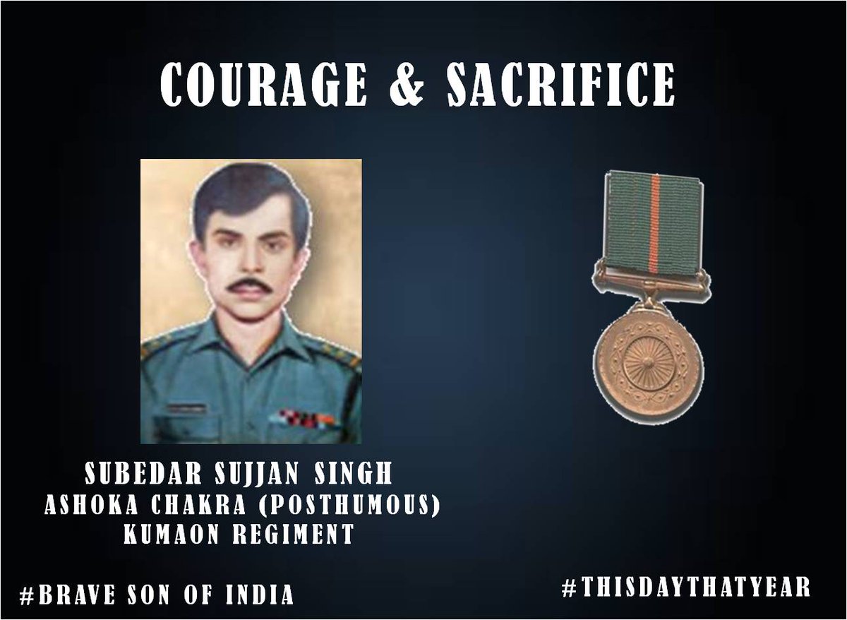 adgpi's tweet photo. सूबेदार सज्जन सिंह ने अपनी जान की परवाह न करते हुए अपने साथीयों की जान बचाई। आपकी बहादुरी उदाहरणीय है। पुरस्कृत अशोक चक्र।@DefenceMinIndia https://t.co/nXzS3RaP9G