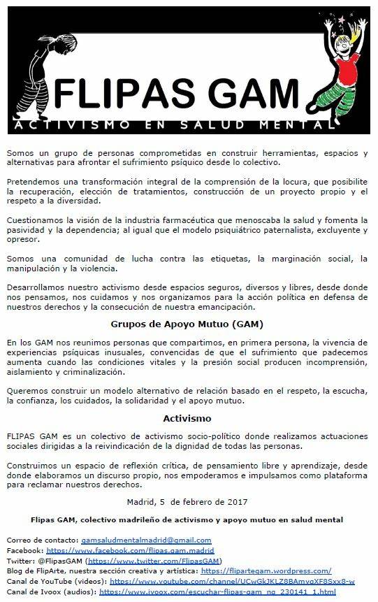 Nuestro manifiesto con posicionamiento <a href="/FlipasGAM/">FLIPAS GAM</a> en #SaludMental ya incluye nuestros espacios virtuales (en texto: flipartegam.wordpress.com/2017/02/08/man…)