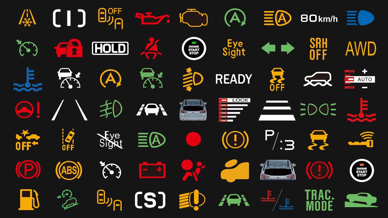 こせっちゃん Sur Twitter スバル車の警告灯一覧表w T Co 74k6ip6p Twitter