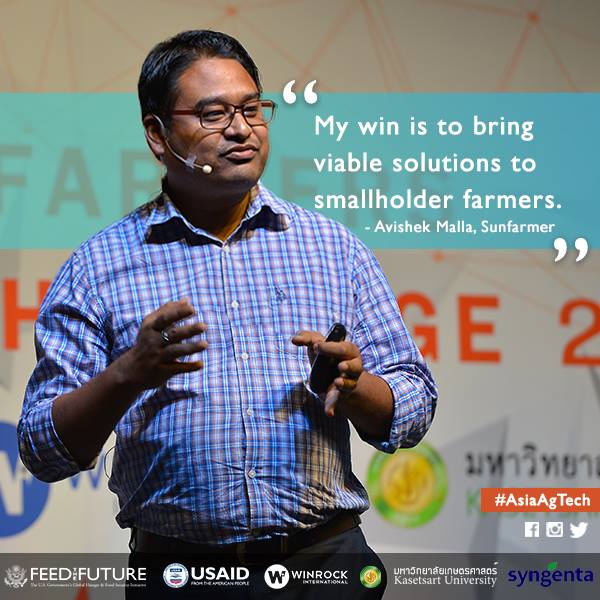tech4farmers_'s tweet photo. SunFarmer's solar water pumps, one of #AsiaAgTech winning innovations, enable farmers to grow crops 3 times/year and increase their income https://t.co/nzEAV9Akhh