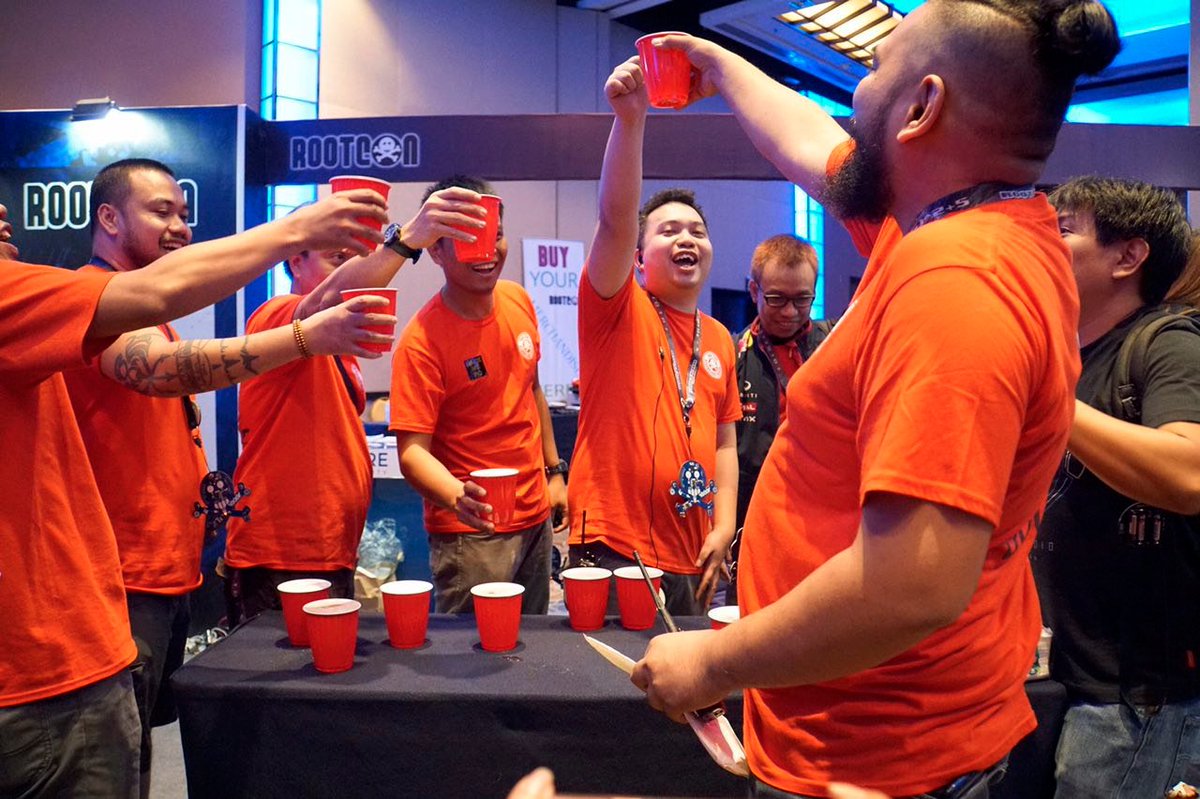 rootconorg's tweet photo. The ROOTCON goons didn't missed the drinking contest as well which was organized by @CoreSecurity in the vendors area #rootcon #rootcon11 https://t.co/lrBEO3d1BS