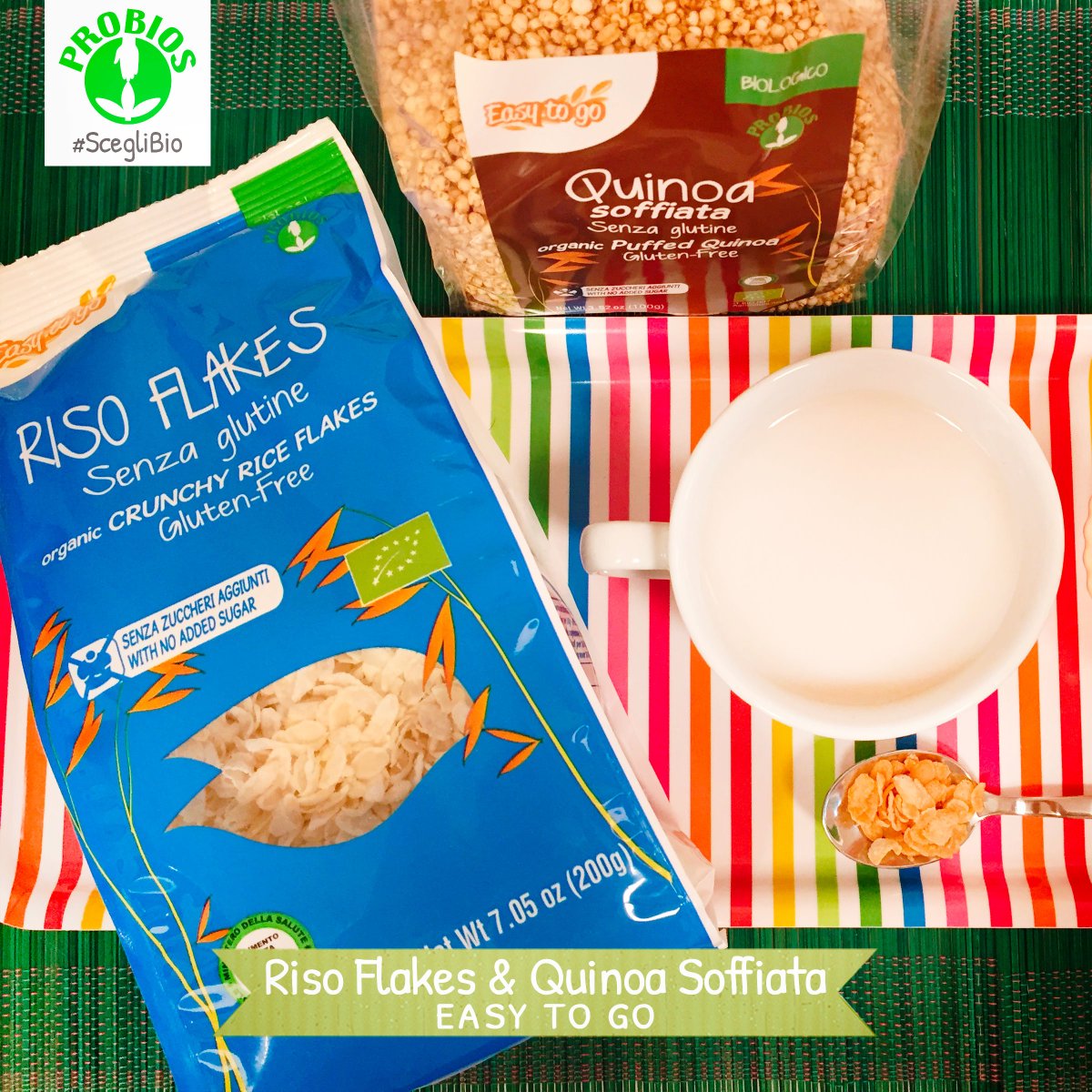 probios1978's tweet photo. Riso Flakes e #Quinoa Soffiata: #EasyToGo presenta 2 gustose novità per la #colazione #senzaglutine  😊👨‍🍳➡️ https://t.co/v8XvP9u7wH https://t.co/Gz0kuVgD0M