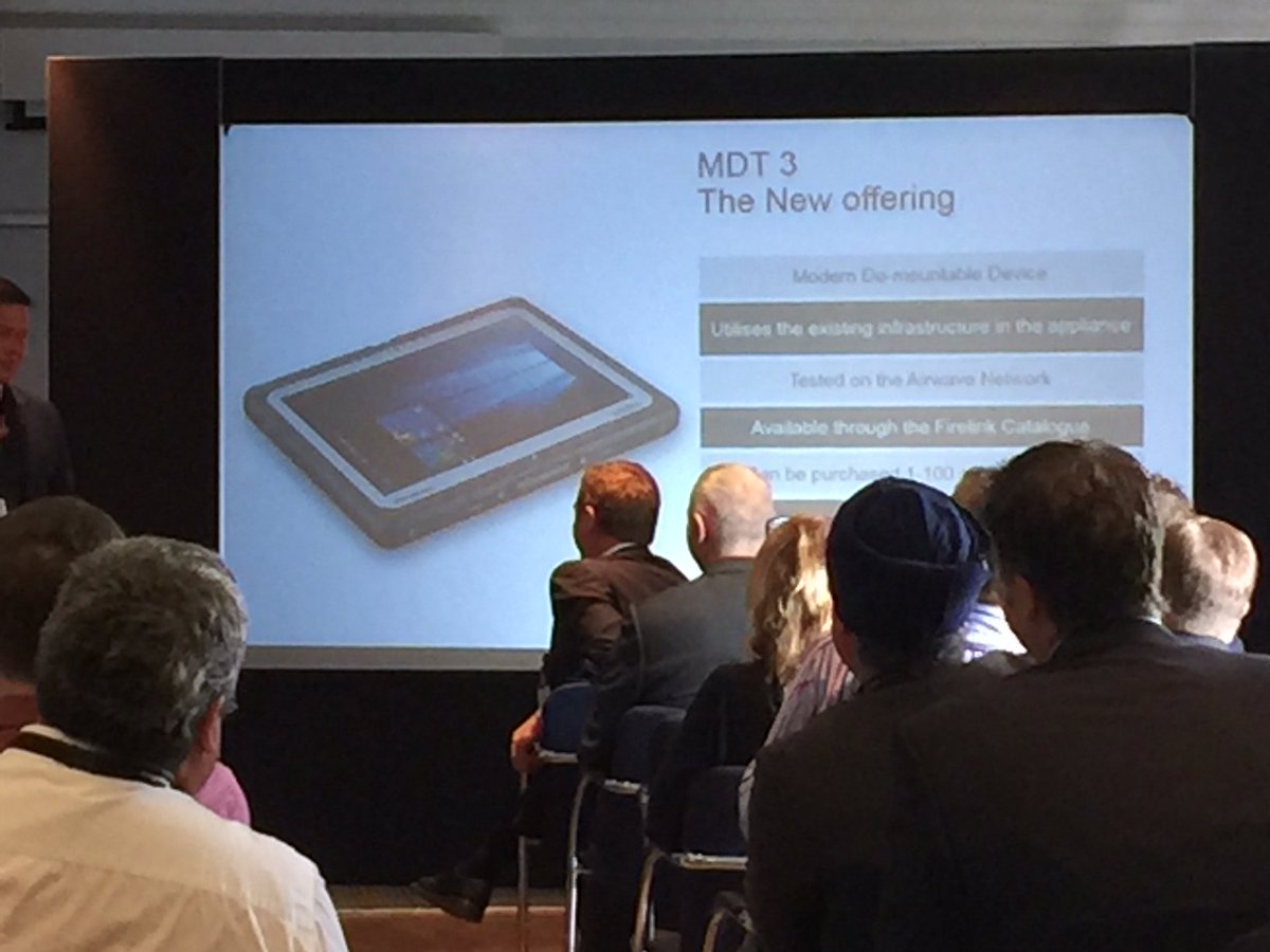 MotSolsEMEA's tweet photo. Matt Rockall presents the new #MobileDataTerminal MDT3 at our @Airwave_COO #FireUserForum https://t.co/4EHz3xO9y5 https://t.co/GxQtCW0bVv