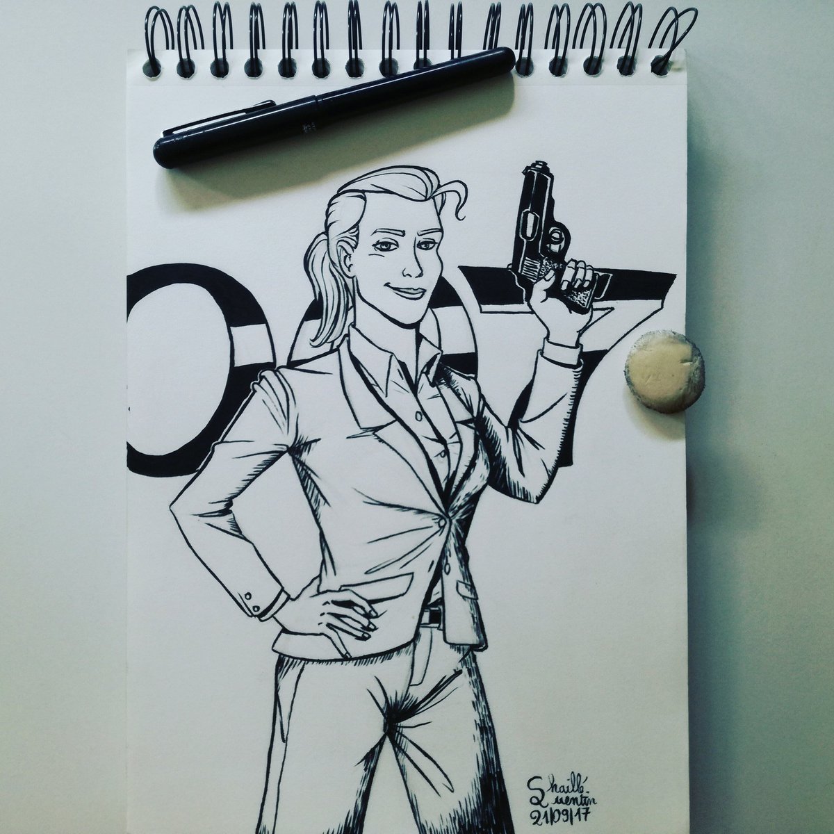 quentinchaille's tweet photo. #JaneBond #Bond #Agent007 #FemaleSpy #SwitchingGender #WomanInAction #drawingaction #drawingwomen #inkdrawing #inkingwithabrush #penbrush https://t.co/0FV0cOLpjn