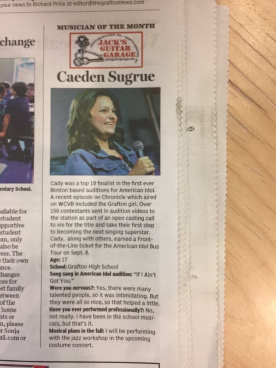 Look who is in the Grafton News! Congrats, Cady! #GHSCommunity