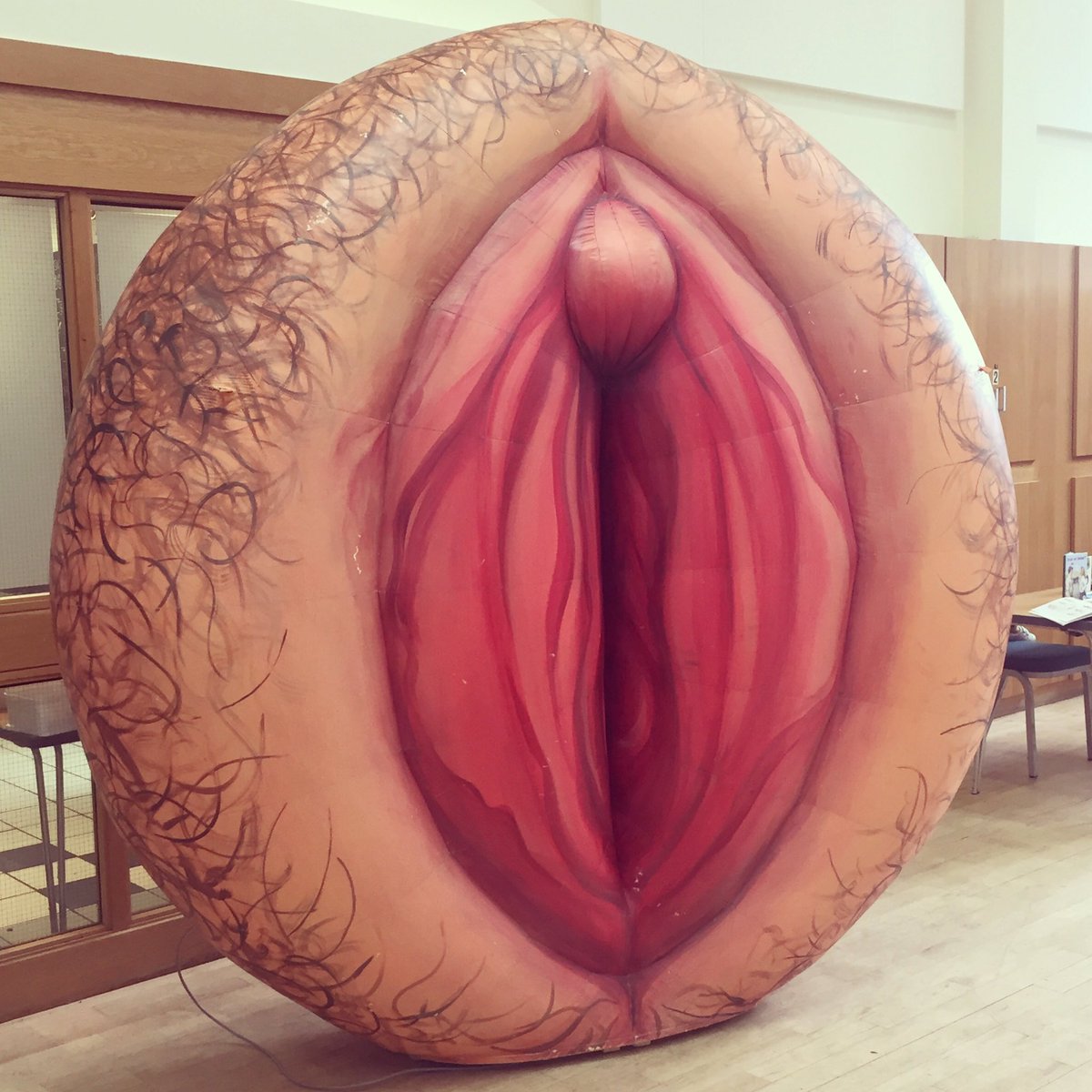 Spotted a giant, inflatable vulva as soon as we got to venue - now we feel right at home! 😄#Sheffield #SexEd cc <a href="/RacWood/">Rachel Wood</a>