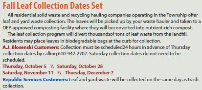 eastwhiteland's tweet photo. Leaf collection season will be here soon enough. Here are details on leaf collection in #EastWhiteland. https://t.co/rEXiW830K0