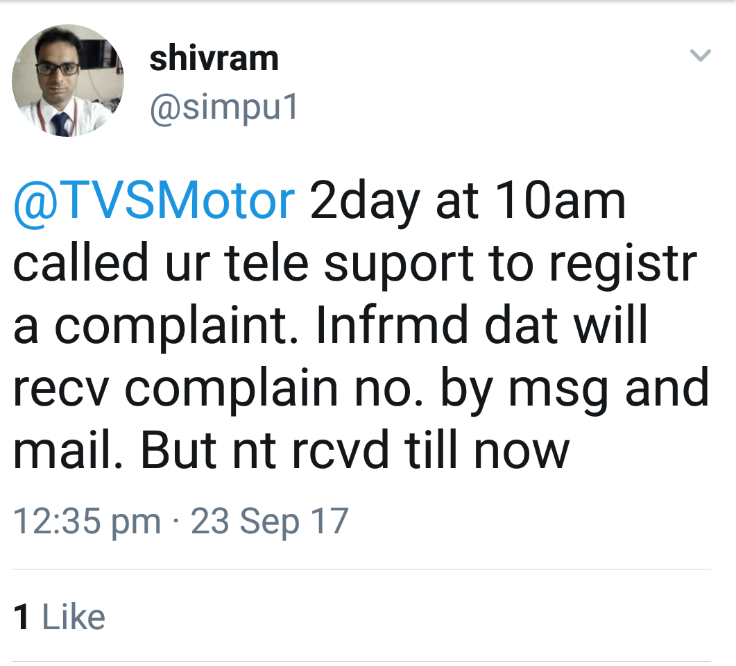 AskActivist's tweet photo. @regalogistics @JPSingh9966 @UfterYou @TVSMotor @NaikNihal113 @CNBCTV18News @odmag @TVSMotorComm @jagograhakjago @TVSJupiter @simpu1 @ConsumerReports @Zigwheels @evoIndia @carandbike @Arpitcms2 @TVSApache_RTR @babagolmal @autocar #TVSMotor wnt 2 rech #HimalayanHighs w/o reslving #Customer #complaints, is ths possble in #NewIndia ?
@Kranti_Sambhav
@MainiBros
@vjyogiv https://t.co/R554wAV8i6