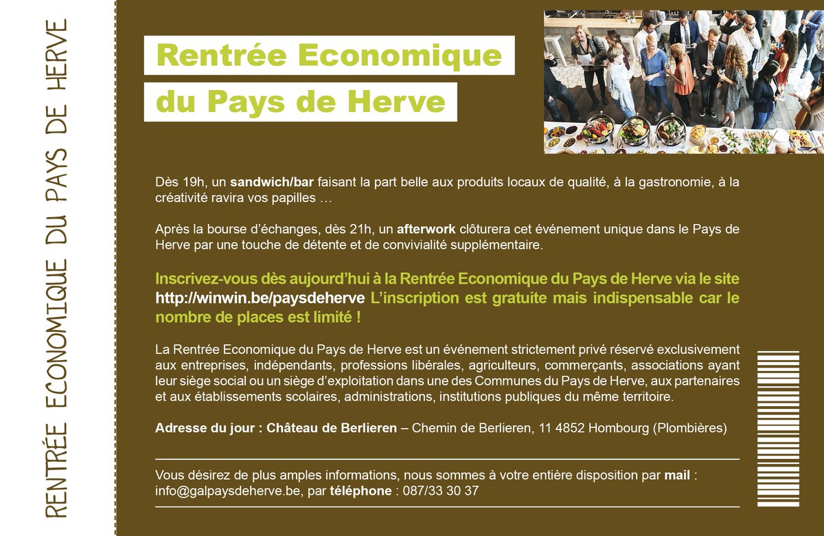 L'@AEI_Wallonie et <a href="/SPI_Liege/">Spi Liège</a> présents à la Rentrée écon. du Pays de Herve av 3 ateliers en #intelligenceStratégique pr entreprises le 12/10