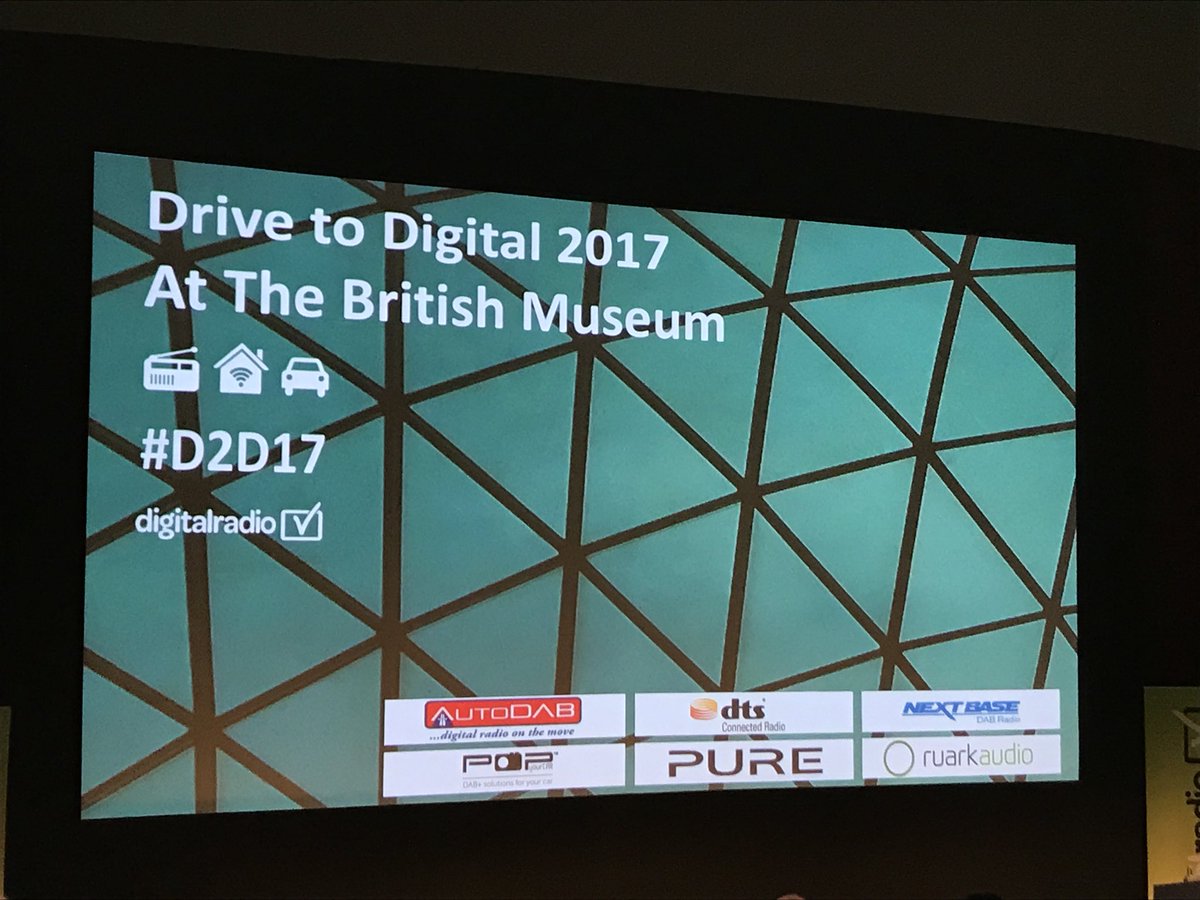 PioneerEurope's tweet photo. We’re @DigitalRadioUK #DrivetoDigital event at @britishmuseum listening to the future of #DigitalRadio. #D2D17. ‘Almost’ at the 50% mark! https://t.co/rf3aCIFiVr