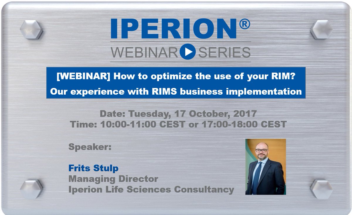 Learn the practical ways to optimize your RIM! 10-11 AM CEST (bit.ly/2fndN1R) or 5-6 PM CEST (bit.ly/2xCMJ8t) #RIM #Data