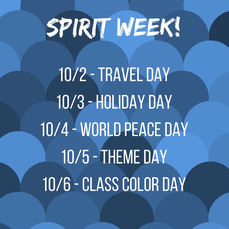 FreedomSCA's tweet photo. Homecoming Spirit Week!!! Earn spirit points by dressing up next week. Spread the word!!! https://t.co/vF4nknxBBW