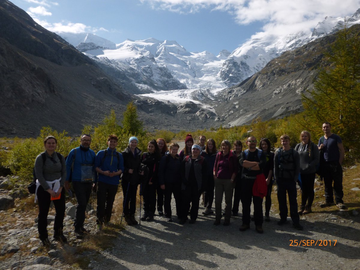 UHI_Geography's tweet photo. A group photo - on our way to explore the Morteratsch glacier for a second day of investigations and data collection @UHIGeography https://t.co/QOKvHF0xON