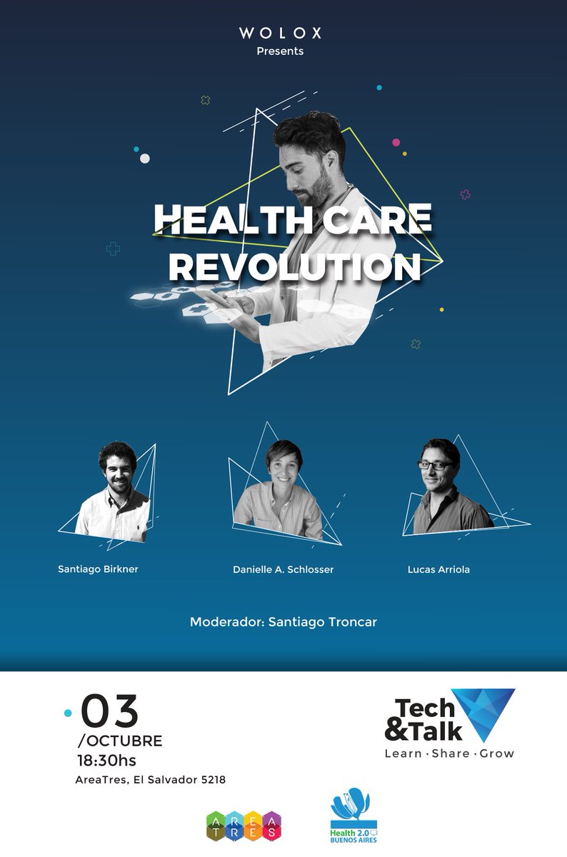 wolox's tweet image. En una semana nos encontramos en #TechAndTalk: Health Tech Revolution. 
Conocé a los speakers👇 ¡Inscribite! goo.gl/y93ezF