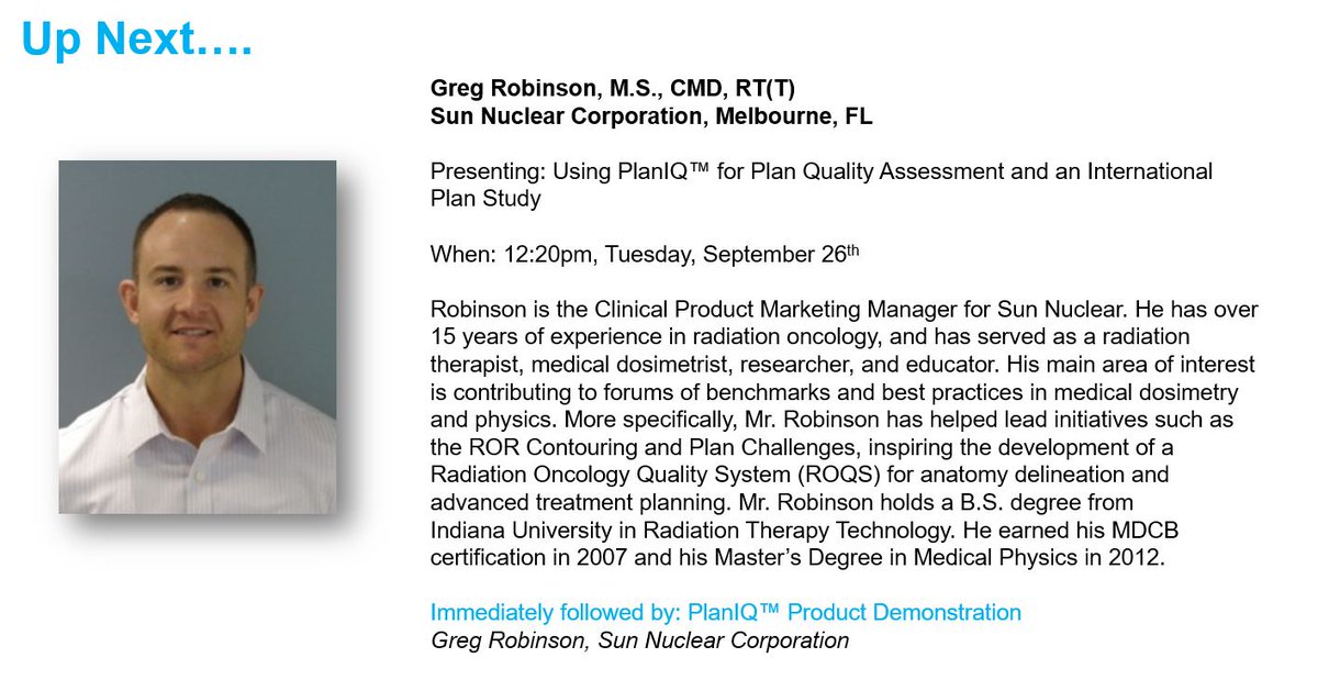 sunnuclear's tweet photo. Need to save time & improve quality? Stop by booth 1536 @ 12:20 to learn more about #PlanIQ from @Greg_Robinson_ . #ASTRO17 #ASTRO2017 https://t.co/Gna92q2YMH