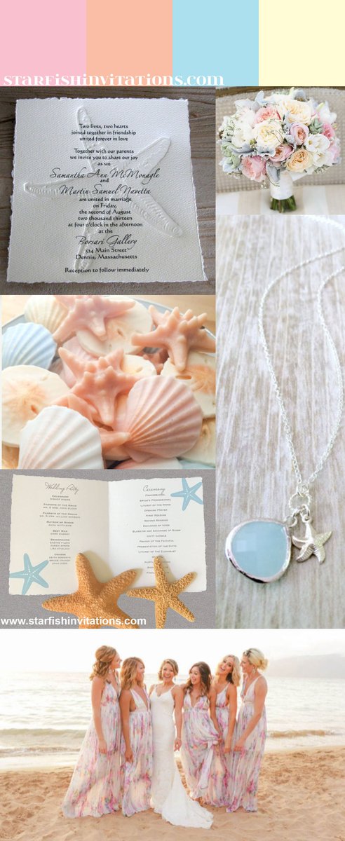 Beach wedding color scheme featuring pastels!
starfishinvitations.com/starfish-blog/…
#beachwedding