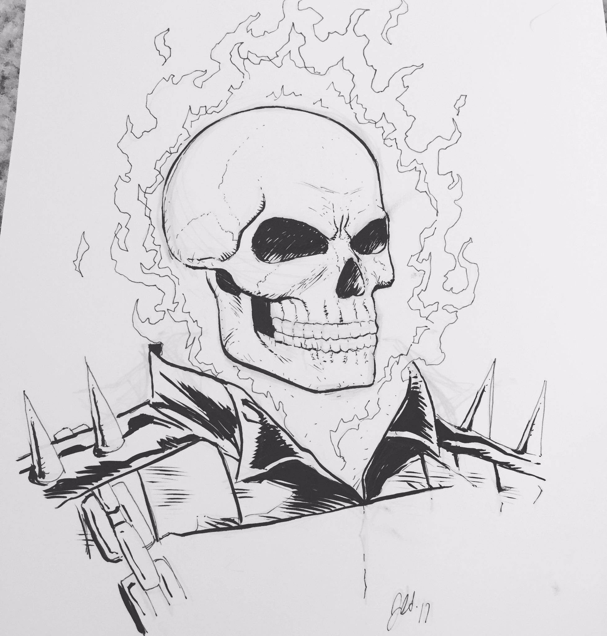 Found half an hour for my Ghost Rider, inktober52 hurt, still stuff to fix  😉 : r/Inktober