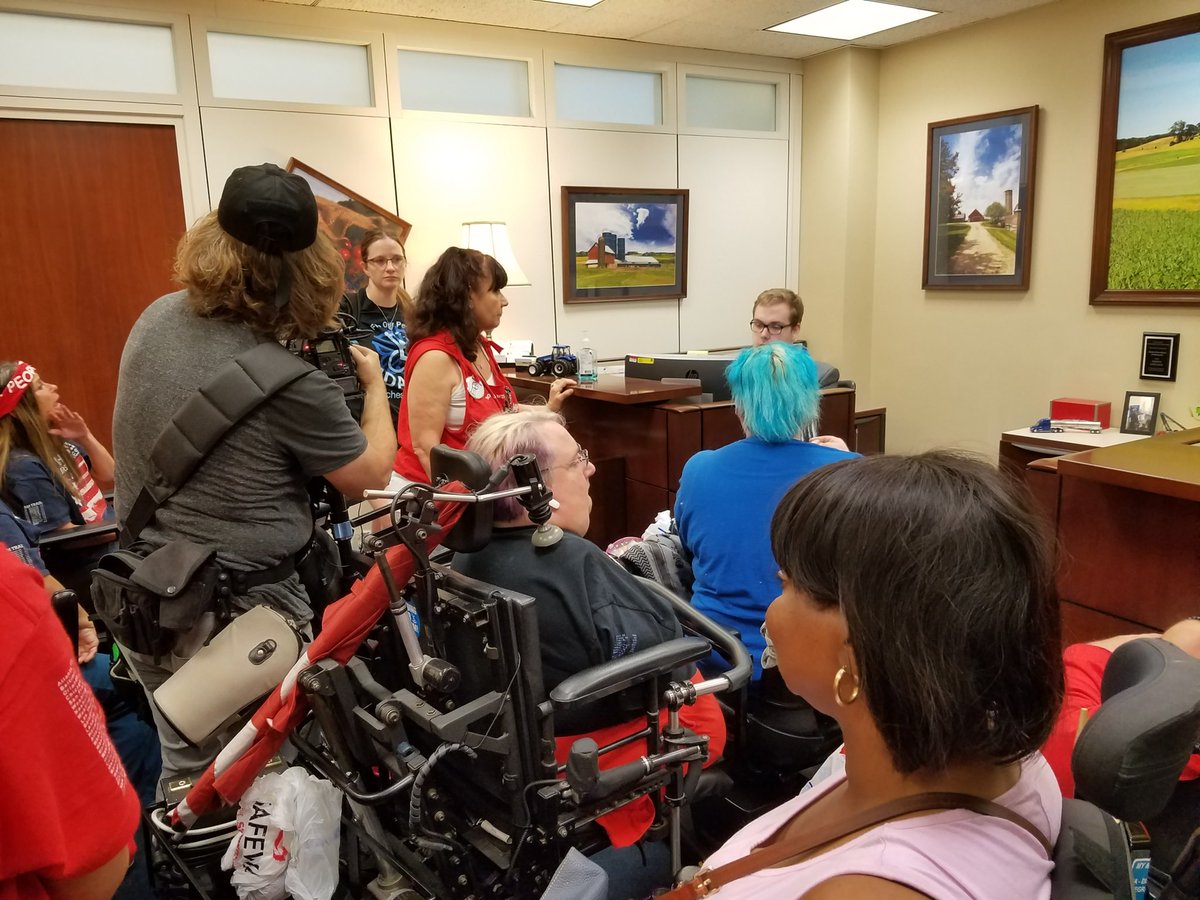 .@NationalADAPT in Sen Johnsons office& WI ADAPTers R explaining how the bill will steal lives&liberty of DisabledAmericans #ADAPTandRESIST