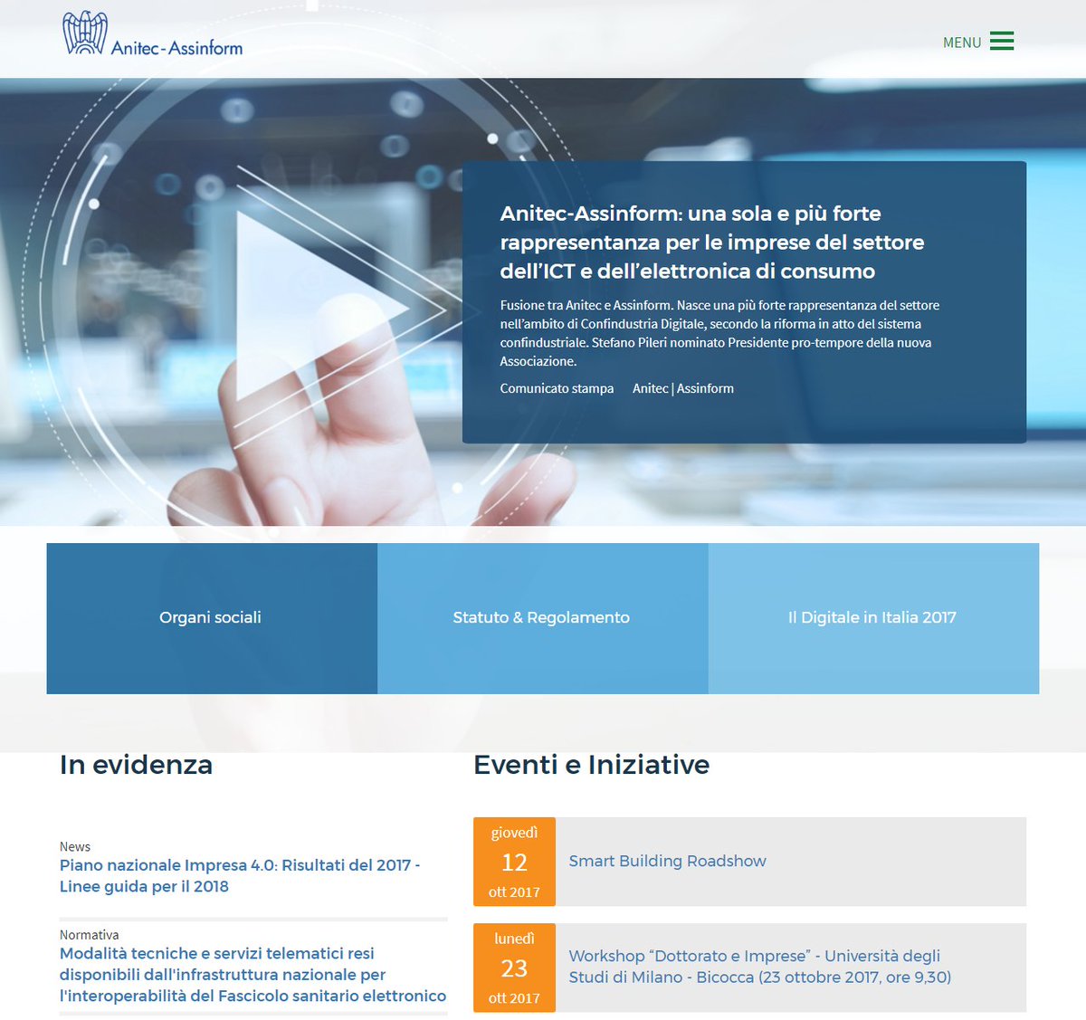 Costituita Anitec-Assinform una sola e più forte rappresentanza per le imprese del settore ICT ed elettronica di consumo anitec-assinform.it